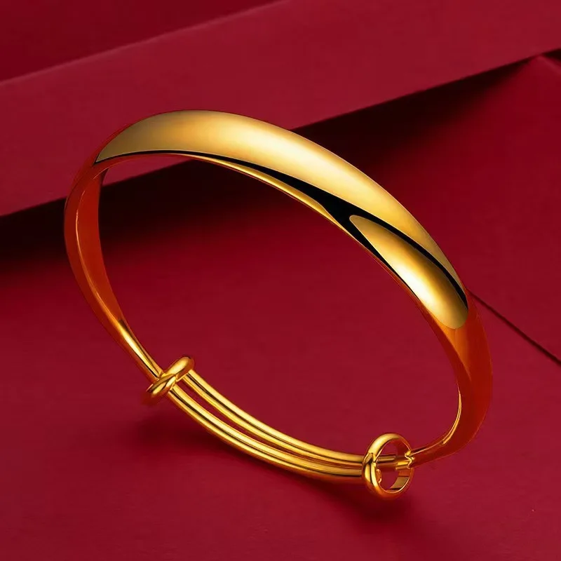 9999 pure gold, elegant and romantic, adorned with cute carvings, featuring various styles, luxurious 24K open bracelet