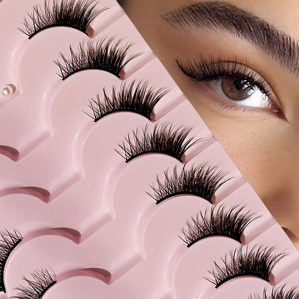 10 Paar Halbwimpern End Eye Längliche falsche Wimpern Natürlich Half-Eye Cross Fluffy Wiederverwendbare Wimpern