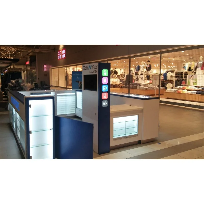 Kunden spezifisches, modernes Design Handy zubehör Kiosk für Einkaufs zentrum Holz Telefon zubehör Schaufenster Telefon Reparatur Kiosk