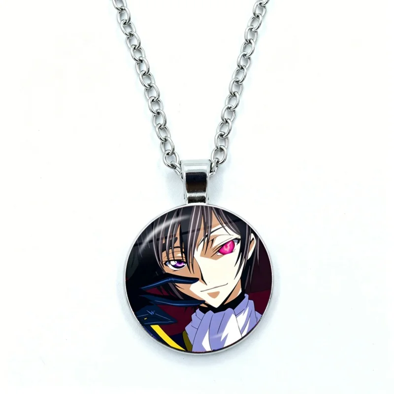 Code Geass Necklace for Women Jewelry Lelouch Lamperouge C.C. Suzaku Kururugi Cartoon Cabochon Glass Pendant Necklace Wholesale