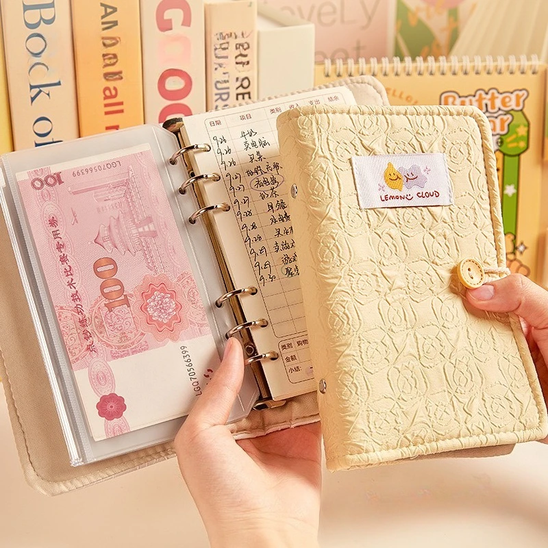 A6 Fabric Hand Account Notebook Loose-leaf Used for Family Financial Management Daily Expenditure Notebook