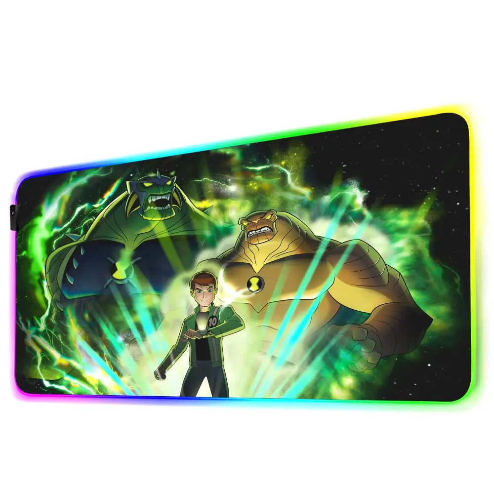 Ben 10 Mouse Pad Gamer Rgb Desk Mat Back Light Led Mousepad Setup Gaming Accessories Deskmat Big Mousepad Backlight