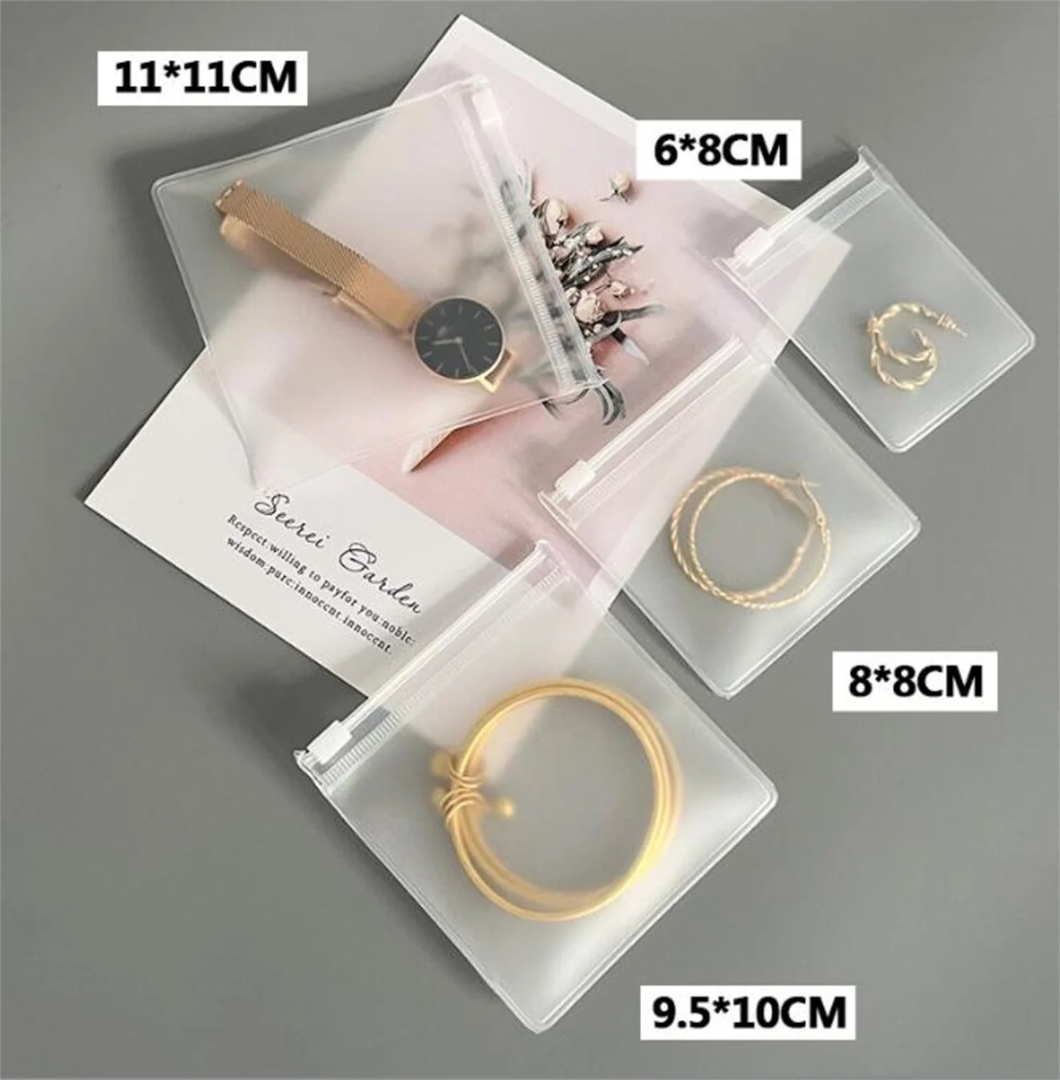 

100pcs custom logo jewelry bag, bracelet bag, necklace bag, ring bag, transparent packaging bag
