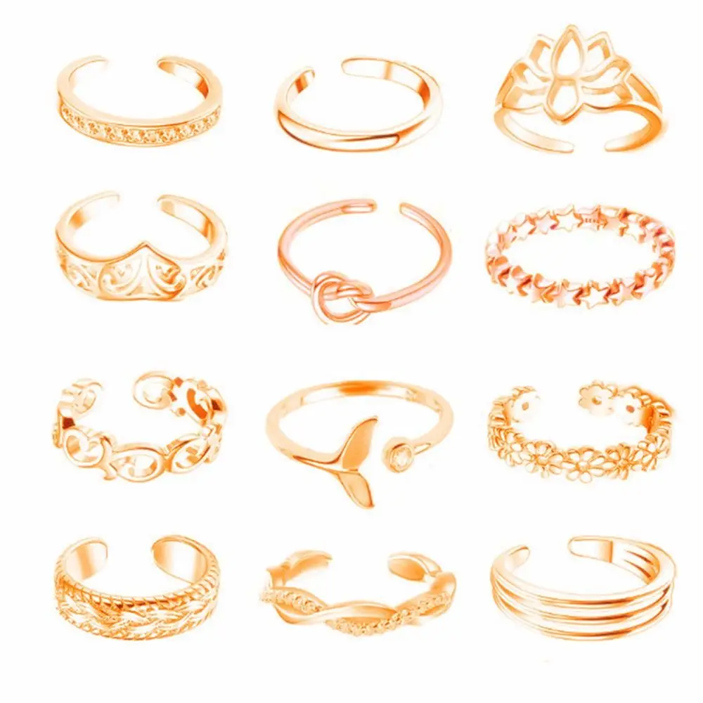 Vissenstaart Lotusbloem Legering Mode-sieraden Ster Vintage Voetring Set Vrouwen Teenring Koreaanse Stijl Teenring Open Ring