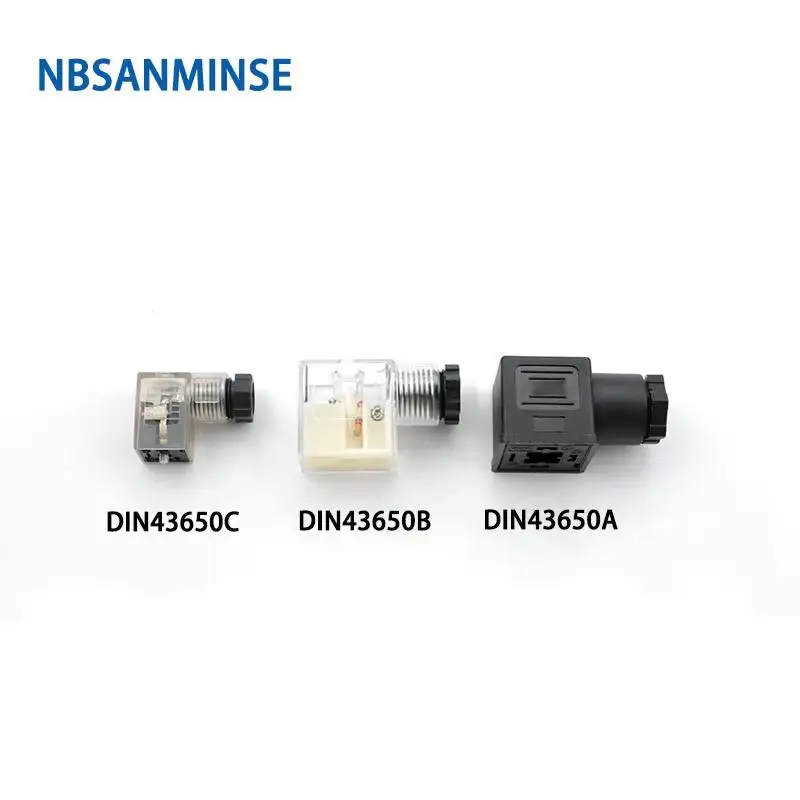 1 peça conector de bobina de válvula solenóide nbasanminse din43650 a/b/c para bobina solenóide de válvula dc12v dc24v ac110v ac220v