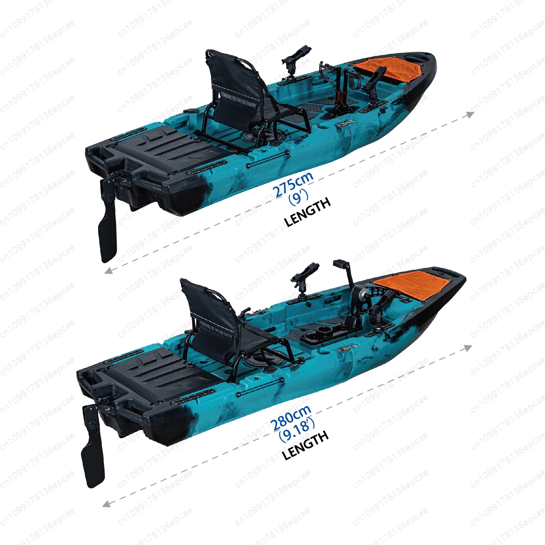 Polyethylene kayak with pedal and fin drive for 1-2 people fishing kayak with 3-year warranty for lake and river use