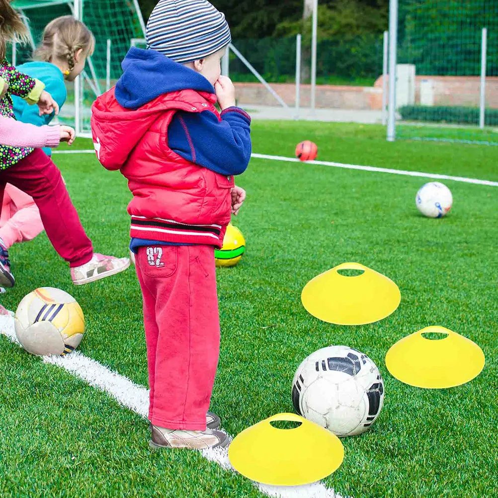 

20 шт. конусов для тренировок по футболу, высококачественный ПЭ-материал, яркие цвета, конусообразные, для упражнений по футболу и баскетболу
