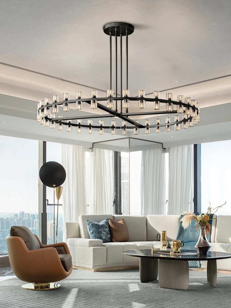 

Designer Luxury American Style K9 Crystal Ceiling Pendant Lights, Gold/Black Home Decor Large Pendant Lamp for Hotel Villa Room