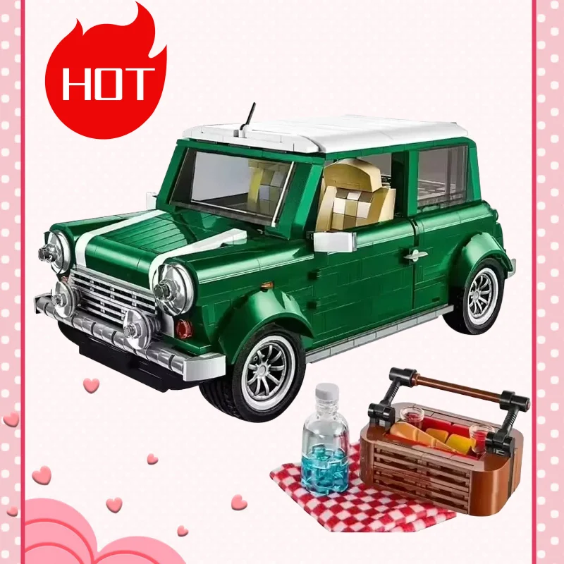 New children's camping party creative classic Cooper car 10242 model building blocks DIY educational toys children's Christmas b