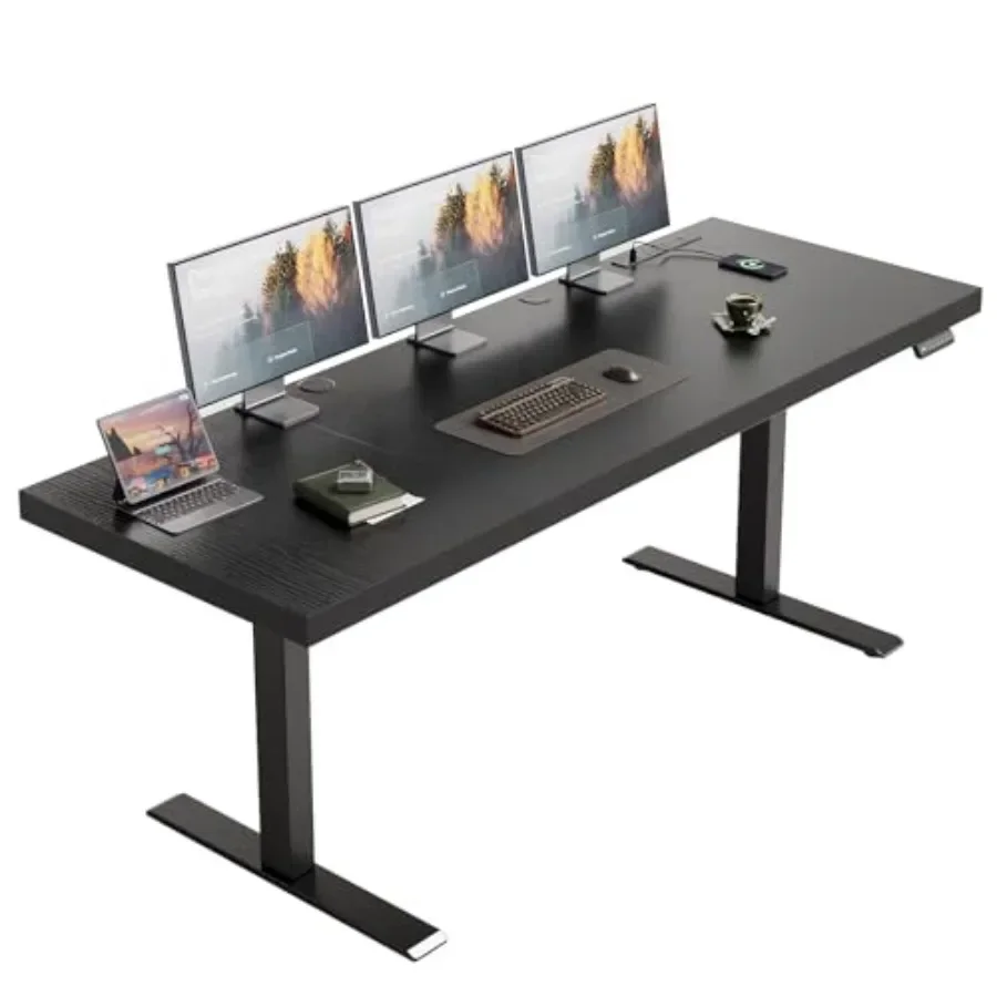 Executive Electric Standing Desk Height Adjustable for office use, steel frame, matte black finish, smooth dual-motor lift syst