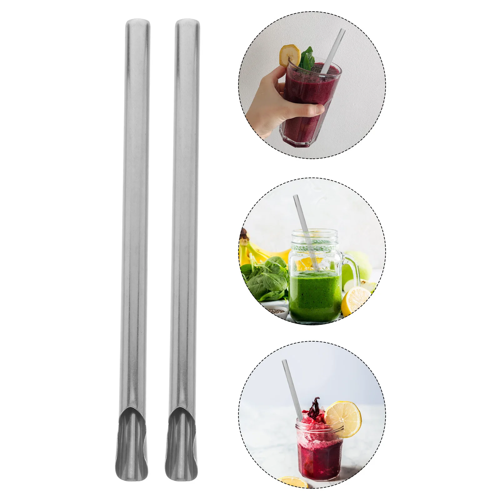 

4Pcs Stainless Steel Drinking Straw Set Reusable Colored Stirrer for Milk Tea Smoothies Drinks Metal Straw