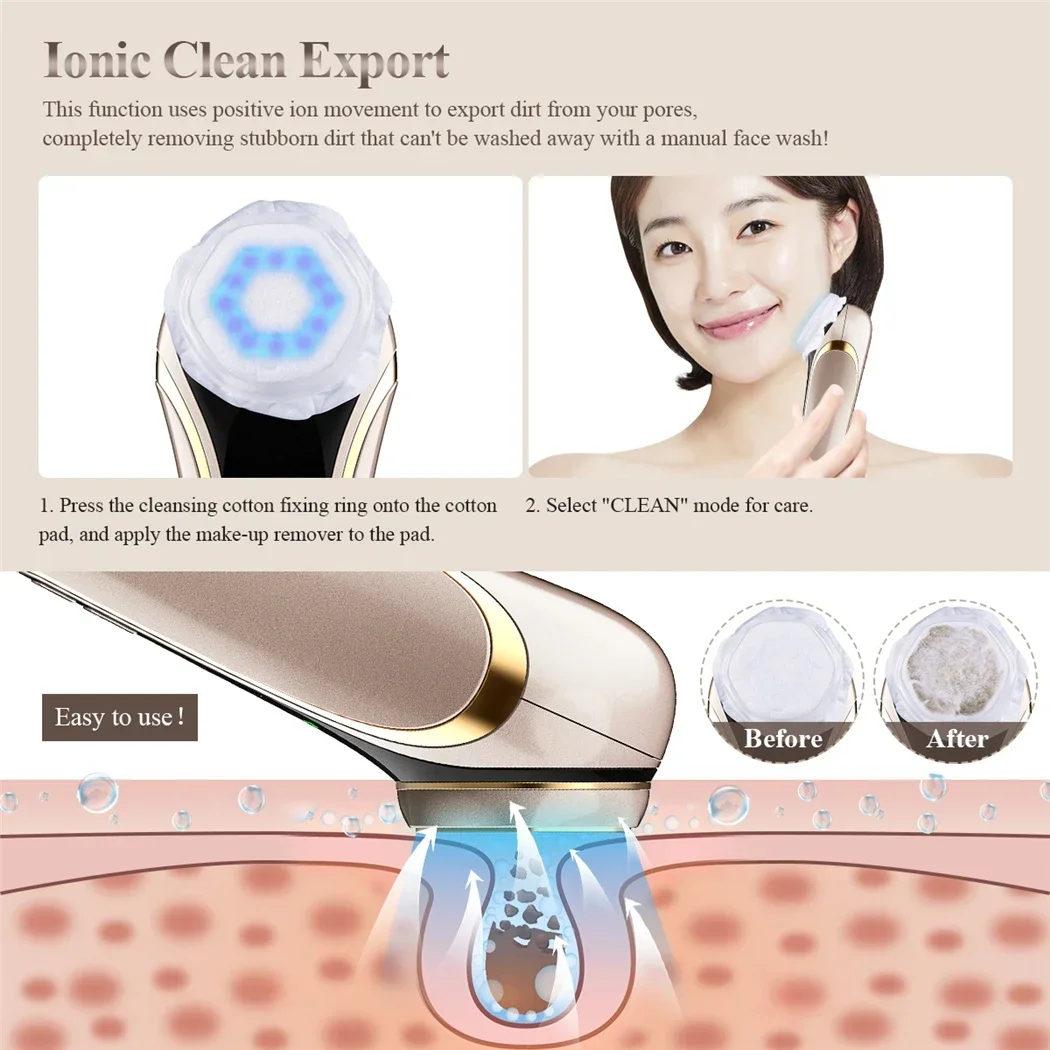 HIFU Face Skin Care EMS Facial Lifting Massager LED Photon Wrinkle Remover Hot Compress 1200Hz Vibration Anti-aging Device