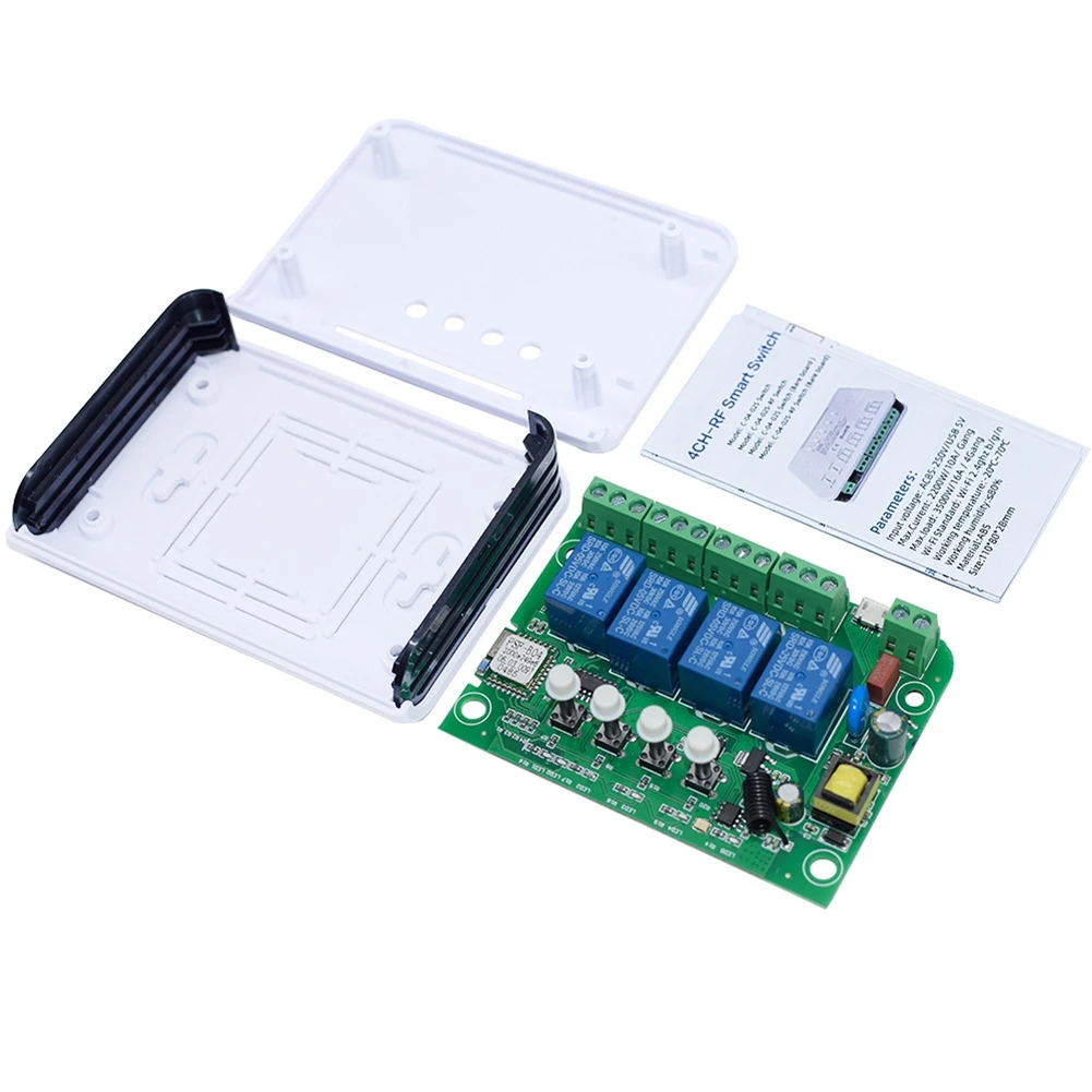 وحدة التبديل المنزلية الذكية Relay 4CH ، WiFi ، RF ، 85V-، 16A ، تردد الراديو التتابع ، جهاز التحكم عن بعد ، المؤقت الذكي