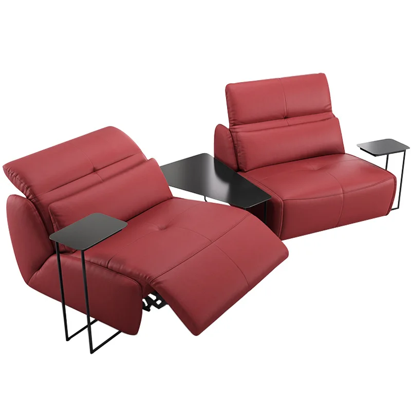 

Leather living room leather art light luxury concubine chair function home theater single sofa