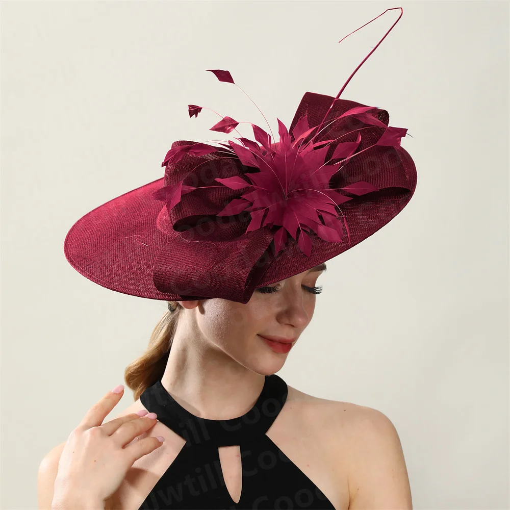 Kentucky Derby Big Fascinator Feather Hat Women Wedding Pillbox Fascinators Hat With Headband Ladies Elegant Party Chapeau Cap