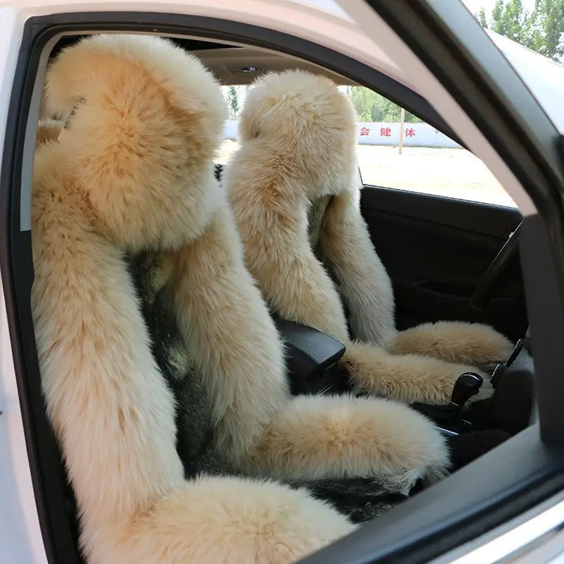 25 New Manufacturers Wholesale Car Seat Cushion Winter Fur Pad Fur Integrated Wolf Skin Car Seat Cushion Cover Auto Supplies