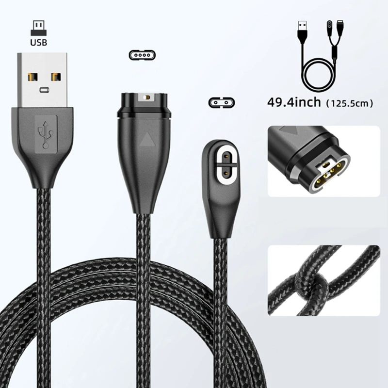 2PCS สายไฟแบบยืดหยุ่นสายชาร์จสําหรับ Garmin/Shoin AS800/S810/S803 หูฟังกีฬานาฬิกา