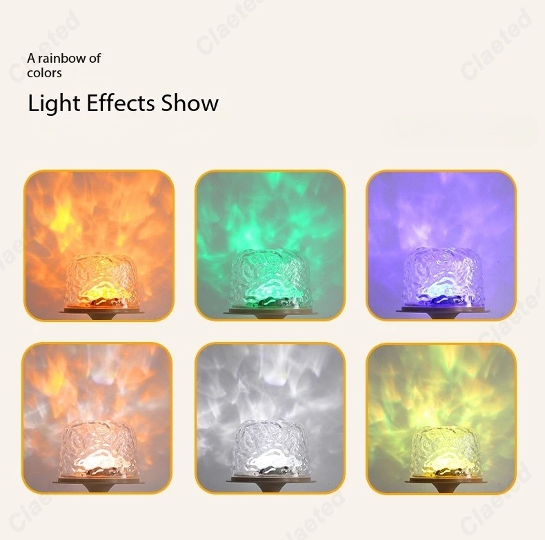 Mushroom Table Lamp with Water Ripple Projection Atmosphere Lights Hotel Bar Bedroom Living Room Desk Lamp Decorative Lighting