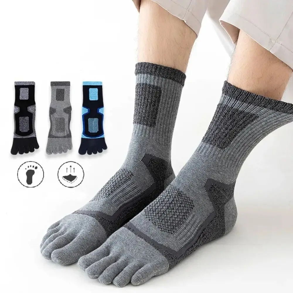 

New Thick 5 Finger Socks Comfortable Antibacterial Tube Casual Socks Sweat Absorbing Compression Mesh Toe Sport Short Socks