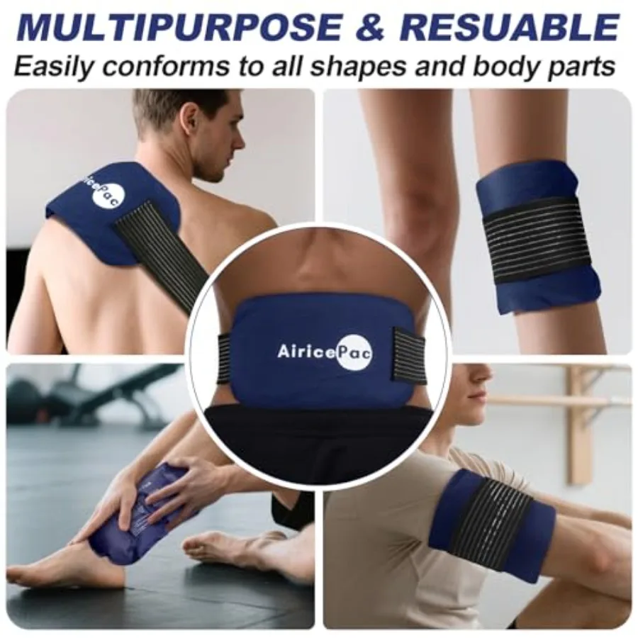 Ice Packs for Injuries Reusable 3-Piece Set Hot Cold Gel Wraps for Joint Pain, Muscle Soreness, Adjustable and Flexible for Bac