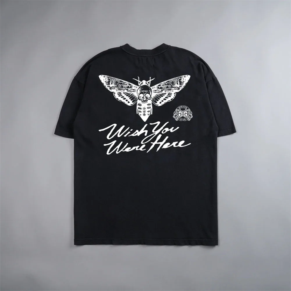 

DARCSPORT WISH YOU WERE HERE Cotton T-Shirt Printed Loose Oversized Shirts Men Clothing Street Casual Fit Short Sleeve Tee Tops