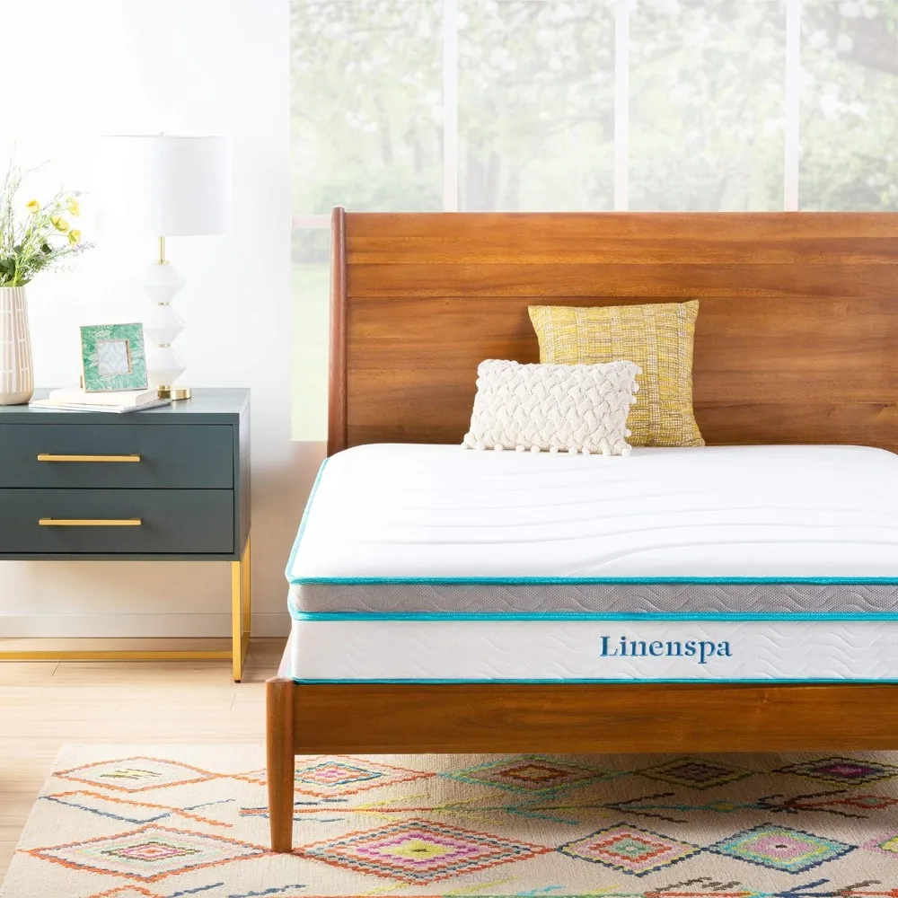 

Linenspa 10 Inch Memory Foam and Spring Hybrid Mattress - Medium Feel - Bed in a Box - Quality Comfort and Adaptive Support