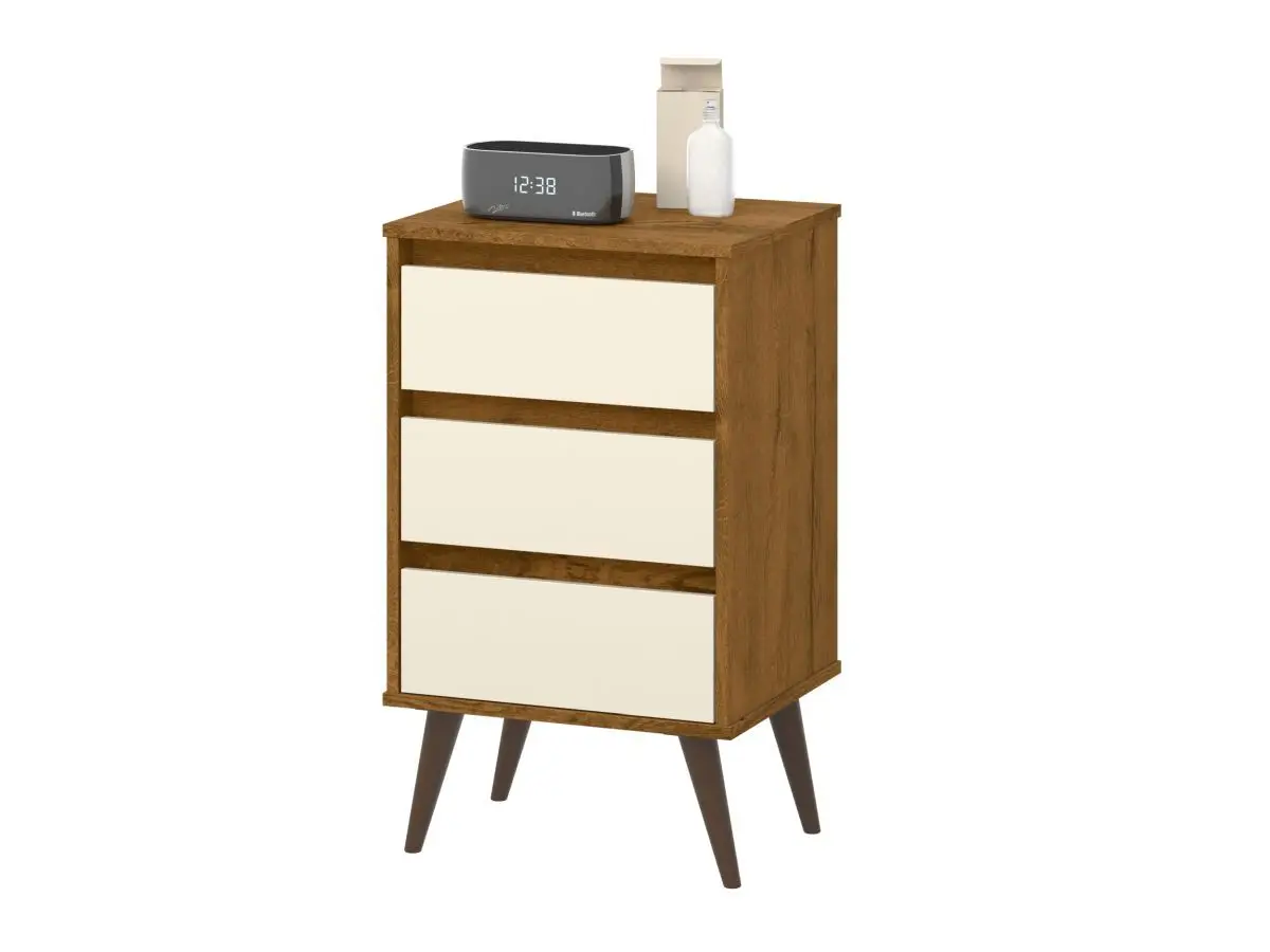 Retro Bedside Table 3 Drawers Wood Various Colors-Ej