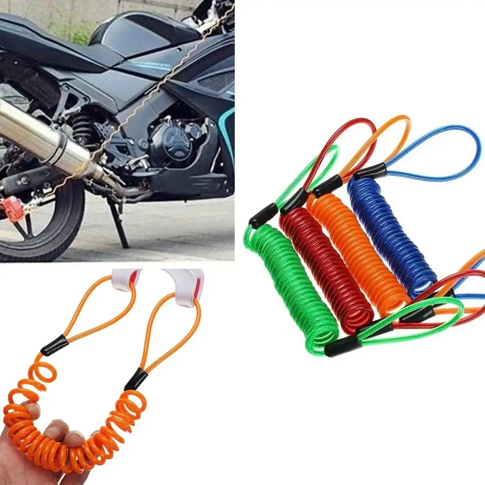 Portable Metal Motorcycle Safety Lanyard Anti-theft Anti-lost Bike Spring Reminder Cable Disc Brake Lock Rope Universal
