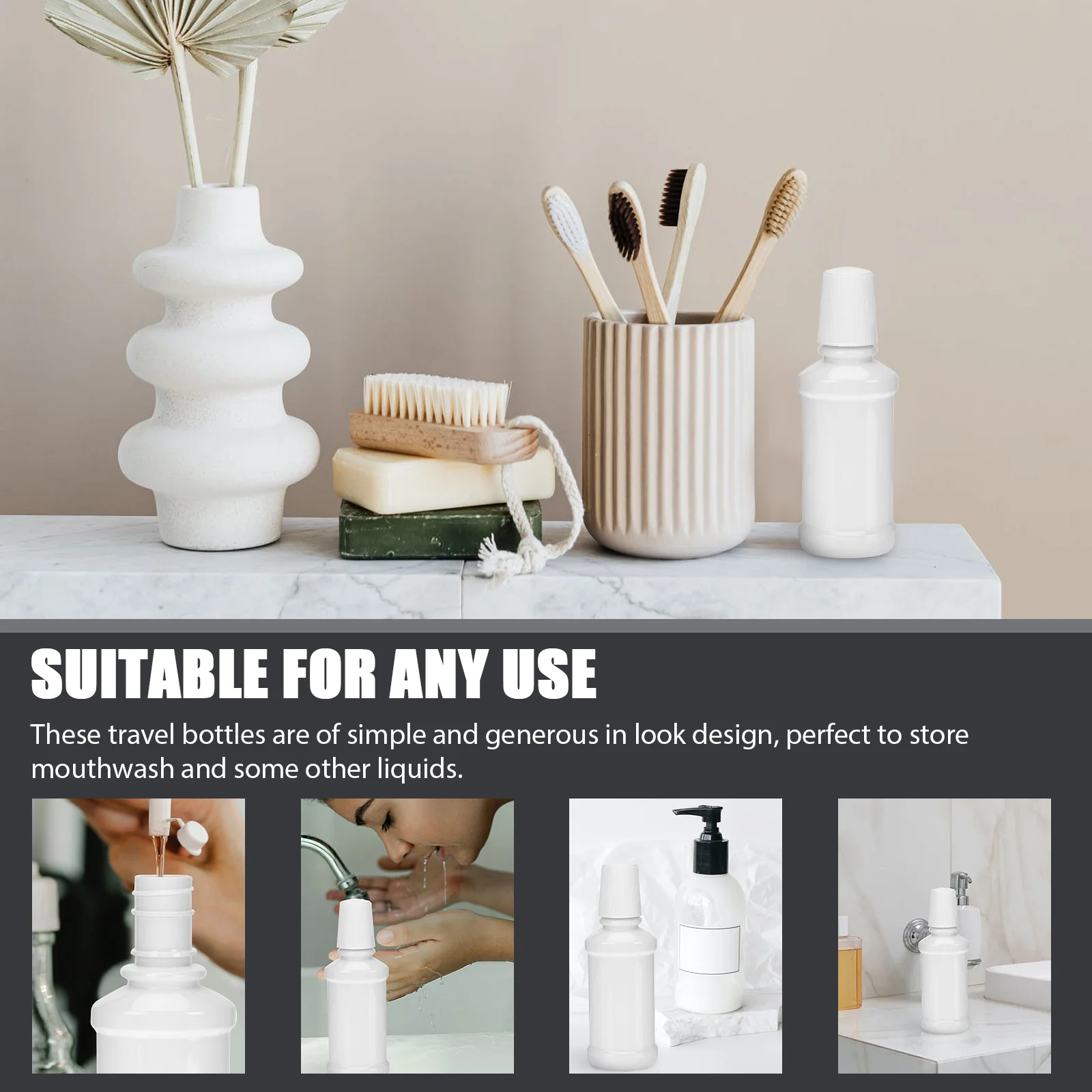 

6pcs Portable Mouthwash Bottle Travel Size Leakproof Sub Bottle Empty Multipurpose Dispenser Container For Oral Cleaner