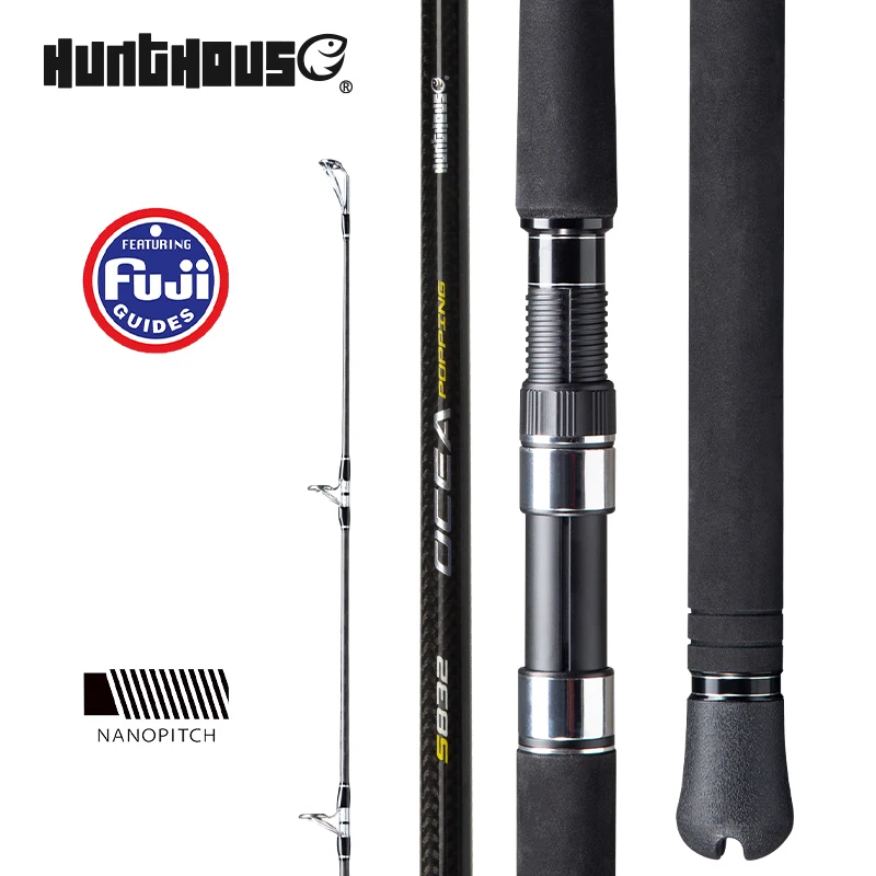 

Спиннинговая удочка Hunthouse, 3 секции, максимальная приманка 2,7 м, вес 200 г, 30 т, удочка из углеродного волокна, полная японская деталь Fuji, лодка, океан