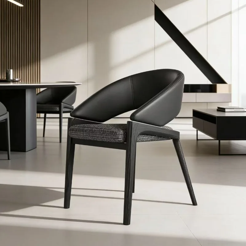 Italian dining chair minimalist household backrest soft bag solid wood ash wood chair stool Foshan manufacturers wholesale cross