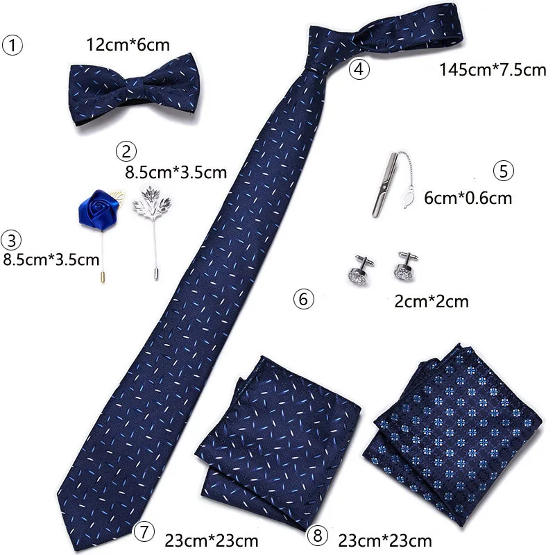 Men's Suit Dress Accessories (Tie + Bow Tie + Square Scarf + Tie Clip + Button + Metal Flower Brooch) 36 Colors To Choose From