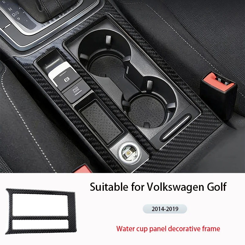

Подходит для модели Volkswagen Golf 7 2014-2019, оригинальная рамка панели подстаканника из мягкого углеродного волокна для модификации интерьера автомобиля.