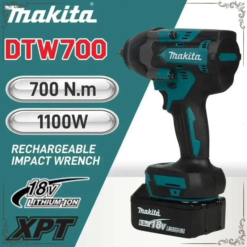 

Бесщеточный электрический гайковерт Makita DTW700, аккумуляторная дрель-шуруповерт, бесплатная доставка, мощный инструмент с высоким крутящим моментом, 18В/20В