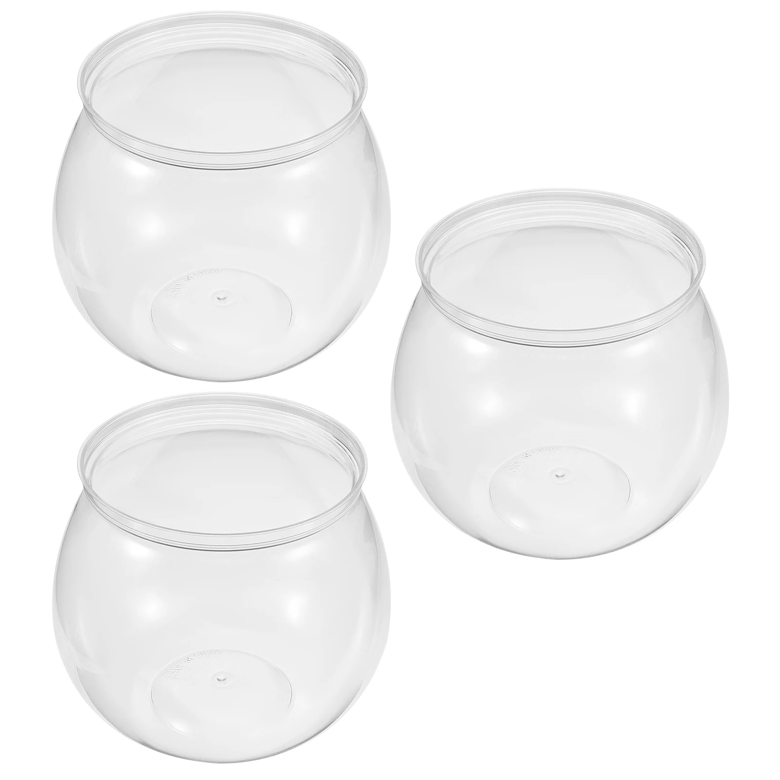

3Pcs Small Aquarium Transparent Plastic Fish Bowl for Goldfish Tank Desktop Decor Home Office Garden Wedding