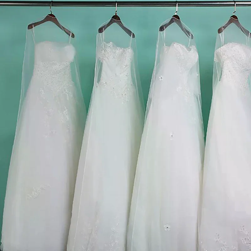 1pcs Transparent 160cm/180cm/200cm Long Soft Tulle Dust Cover Home Clothes Wedding Dress Protector White Mesh Yarn Material