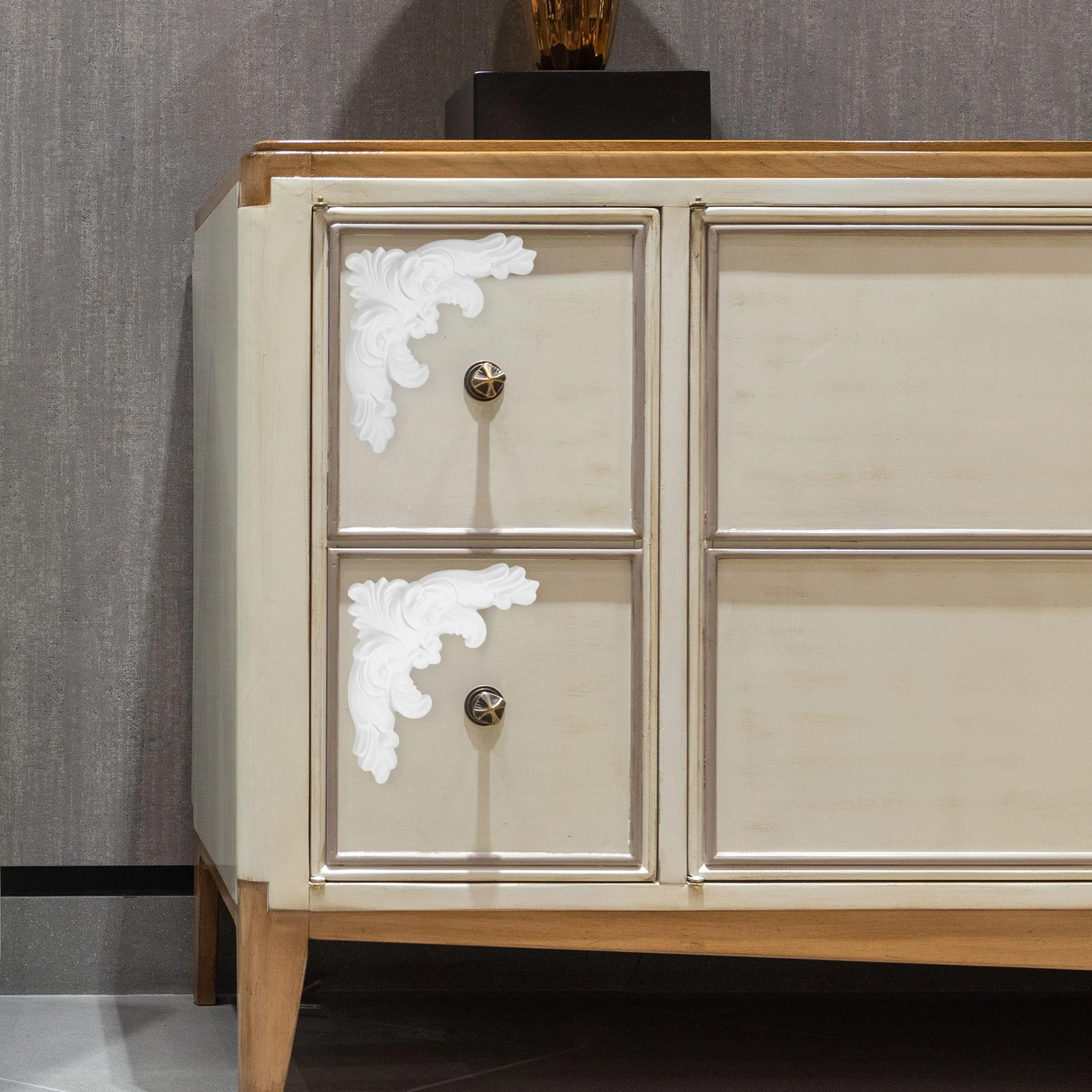 

Pu Carving Applique Gypsum Decorative Strips Furniture Wall Cabinet Decor Home Ornament Multi-Function Onlay Unpainted Corner