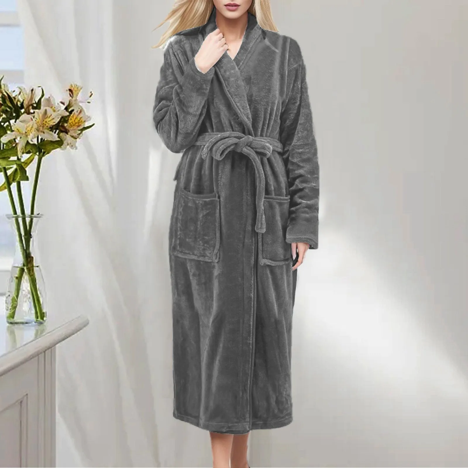 Thicken Warm Robe Women\'s Winter Casual Plush Shower Bathrobe Ladies Fleece Sleepwear Pajamas House Robe Kimono Dressing Gown