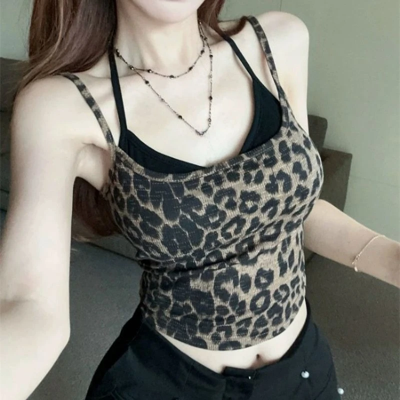

Y2k Bow Leopard Mesh Women Crop Tops Slim Velvet Patchwork Sexy Mini Vest Tees Grunge Korean Vintage Camisole Lace Frill 2025