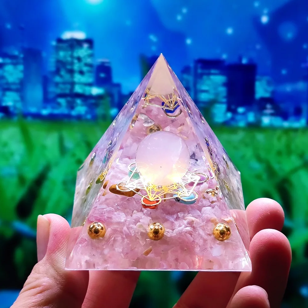 50mm Crystals Orgone Pyramid Energy Generator Natural Amethyst Peridot Reiki Chakra Meditation Tool Home Decor Birthday Gifts