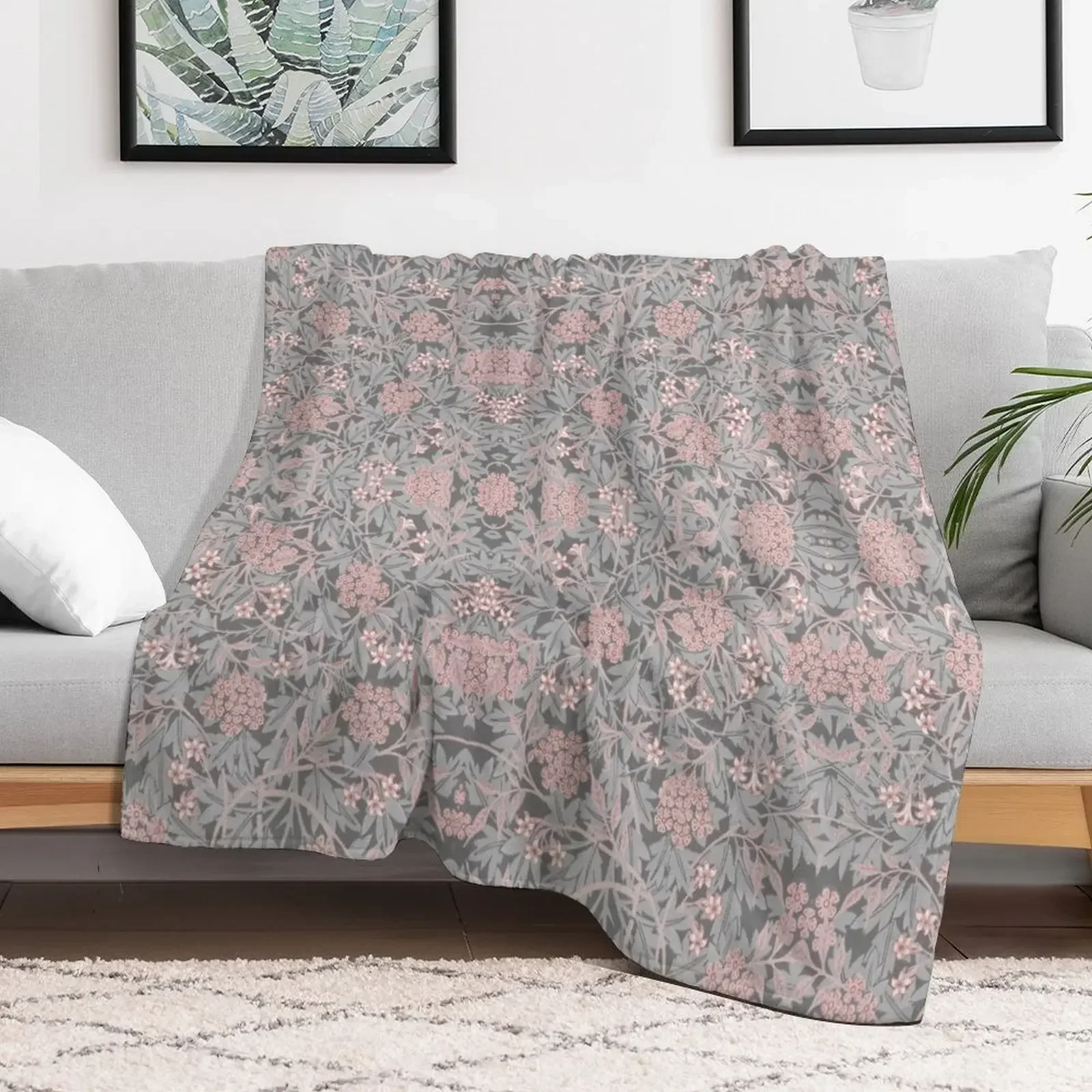 

Floral pattern, jasmine, Pink and grey flowers Throw Blanket Luxury Single Vintage Blankets