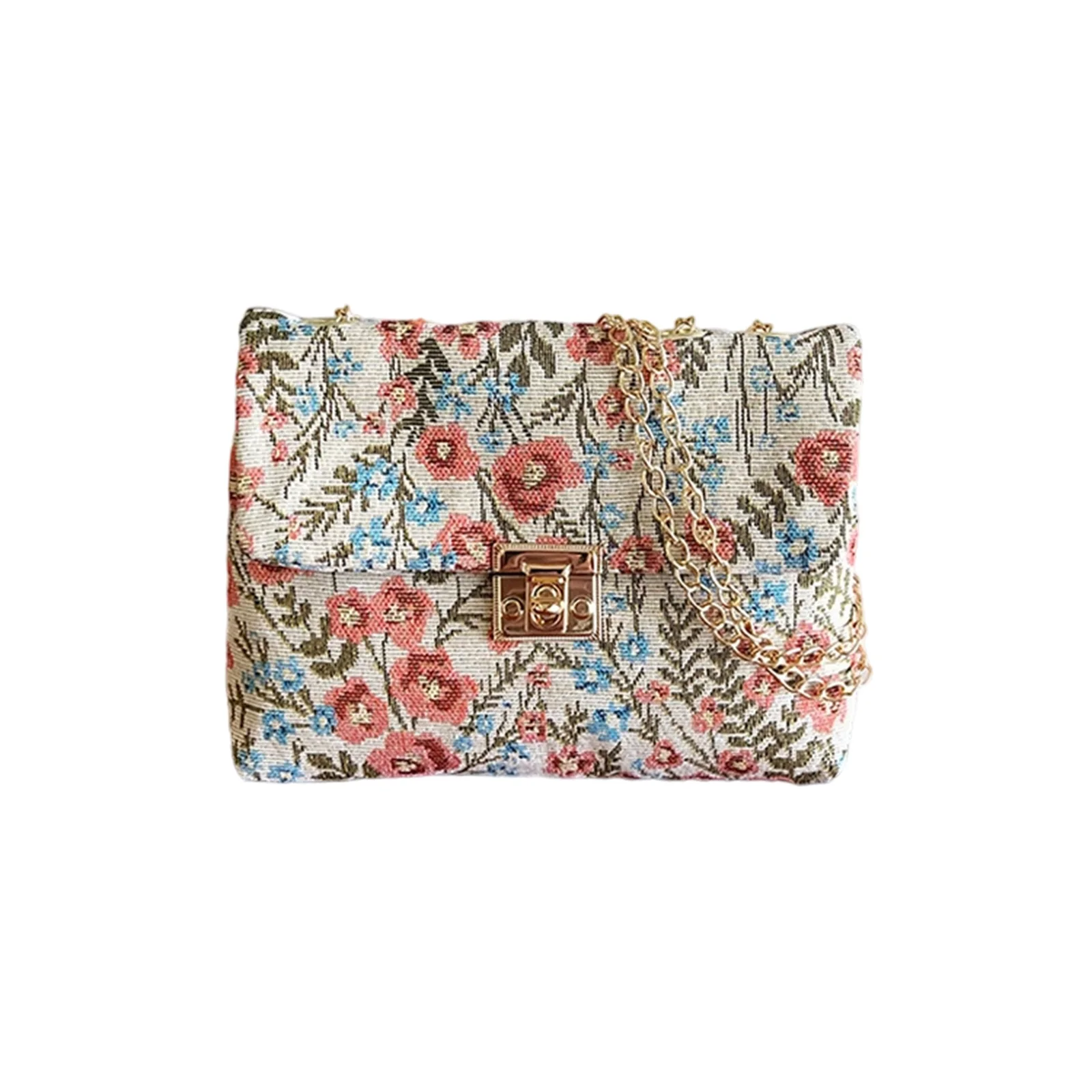 ボヘミアンスタイルの女性の小さなクロスボディバッグ、カラフルな花柄の軽量フラップ財布とロングショルダーストラップ付き