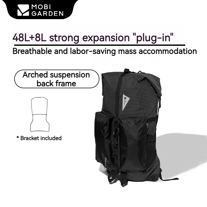 MOBI GARDEN Camping Outdoor Hiking Backpack 48+8L Suspension Bracket Aluminum Alloy Load 2-3 Days Supplies Large Capacity Bag