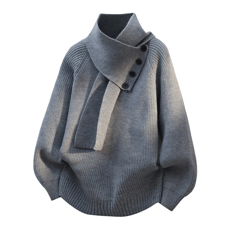 

Casual American Style Men's Knitted Sweater Loose Fit Button up Base Layer Shirt Fashionable Bottoms for Young Men