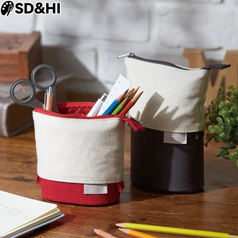 Corduroy Pencil Case Retractable Pull-down Pen Holder For Junior And Senior High School Students To Store Stationery And Pencil