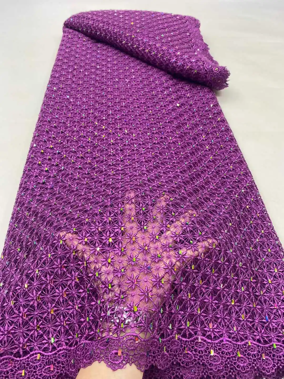 

Африканское молочное шелковое сетчатое кружево с блестками 2024, французская сетчатая кружевная ткань, вышитое кружево, тюль, нигерийское женское свадебное платье