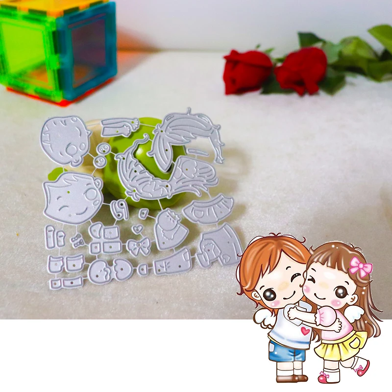 2023 New Arrival Boy and Girl Good Friends Metal Cutting Dies Stencils Handicrafts for Scrapbooking Album Making Paper Card