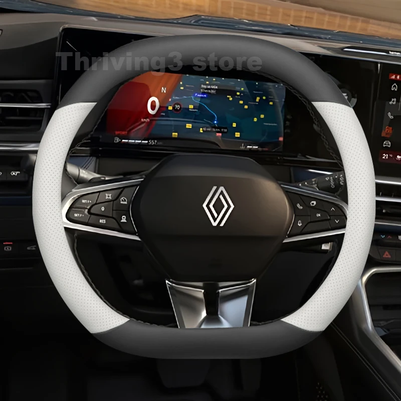 

Leather Car Steering Wheel Cover For Renault 5 E-Tech Boreal Megane Espace 4 E-Tech Scenic 2024 2025 2026 interior Accessories