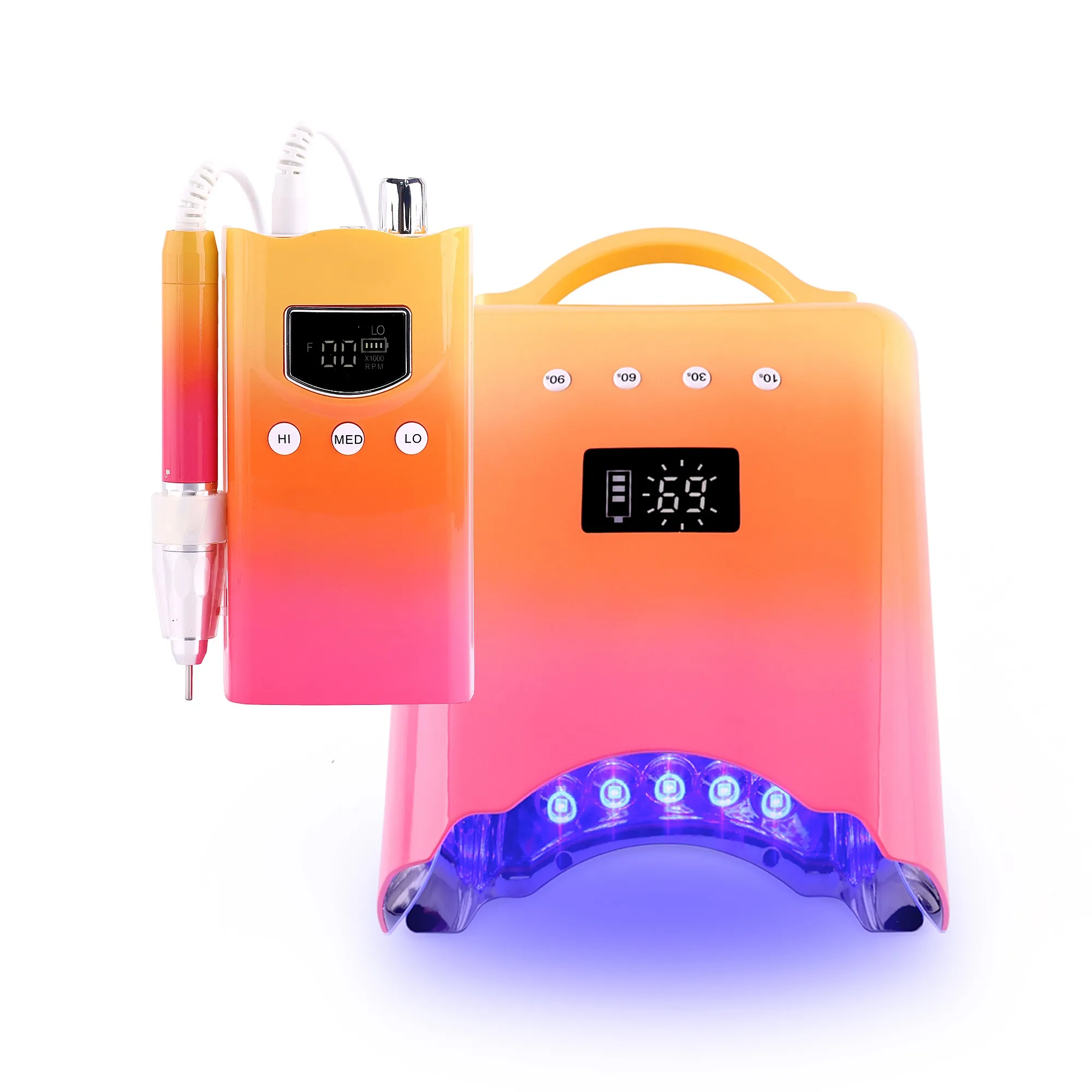 2026 Fashionable Gradient Blue&Red 85W Brushless Nail Electric Drill Machine Rechargeable Portable Drill Nail 35000RPM