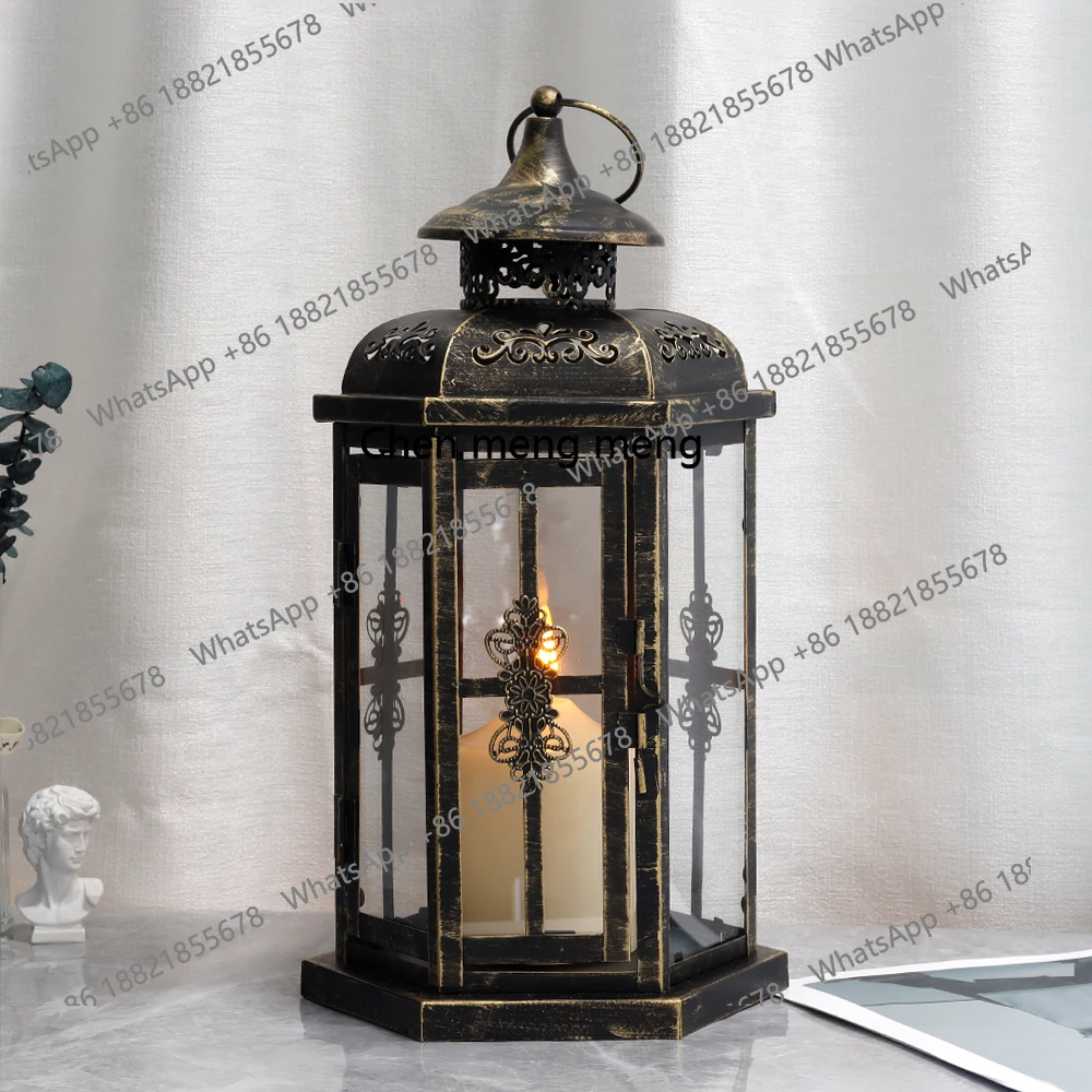 

Medieval wind lamp candle holder decoration courtyard floor-to-ceiling windbreak lamp glass cover candle holder lamp ornament